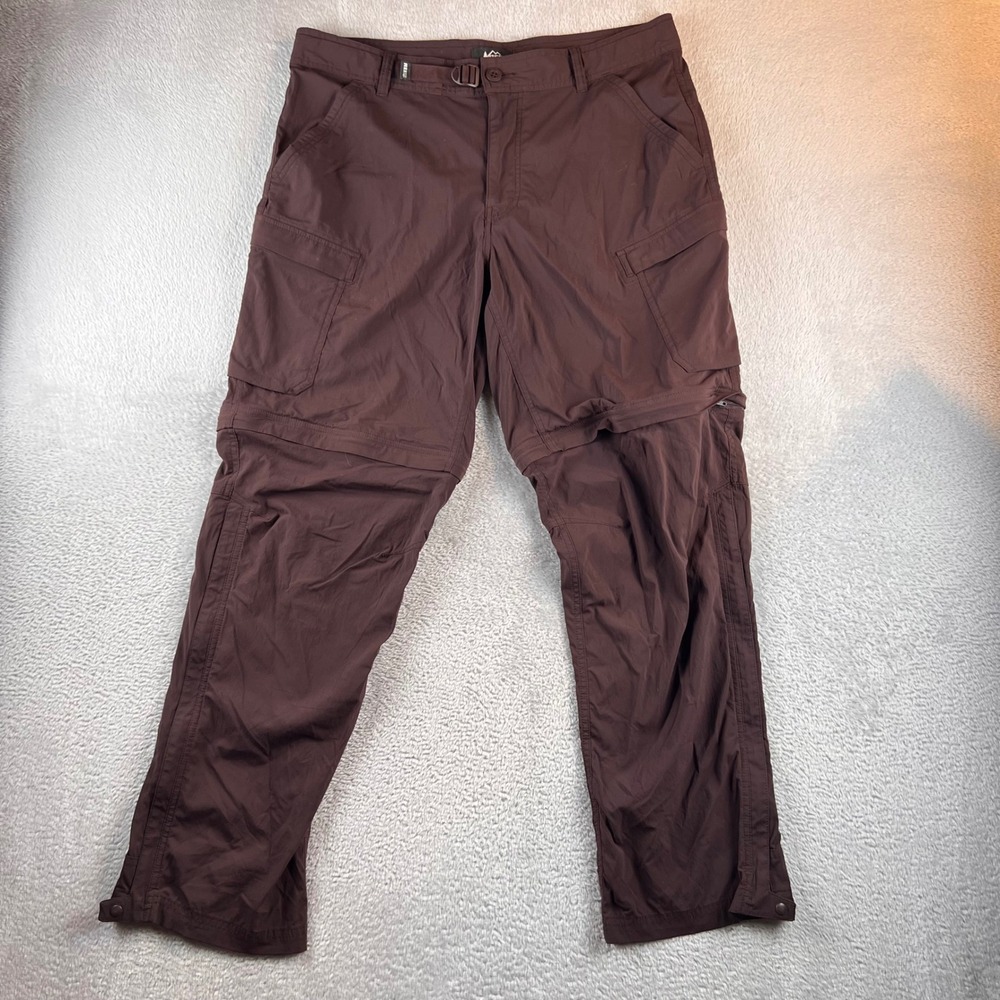 REI Co-op Sahara Convertible Cargo Hiking Pants Brown Mens 36x30 Relaxed Fit